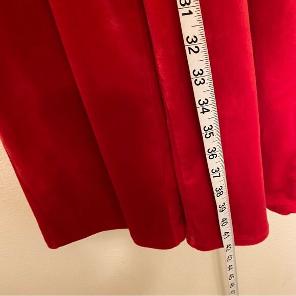 Soft red stretch velvet rhinestone winter fall Christmas Jumpsuit wide leg 10-12 - Picture 9 of 13